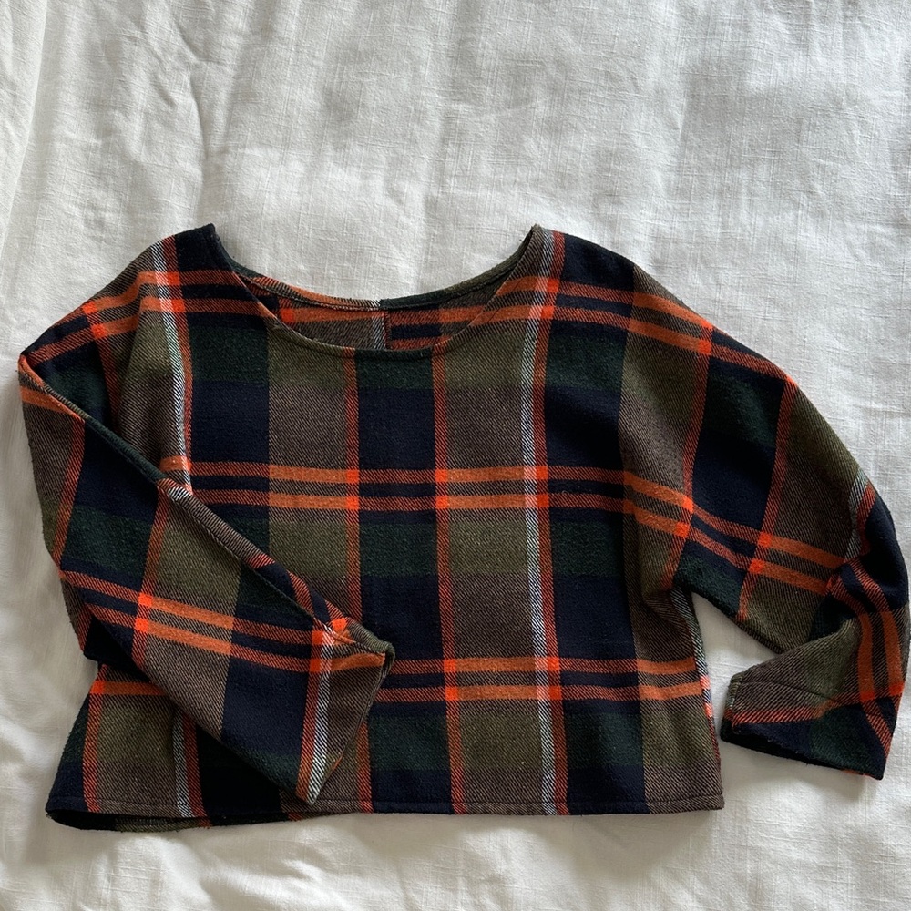 Cropped Flannel Top, Size S